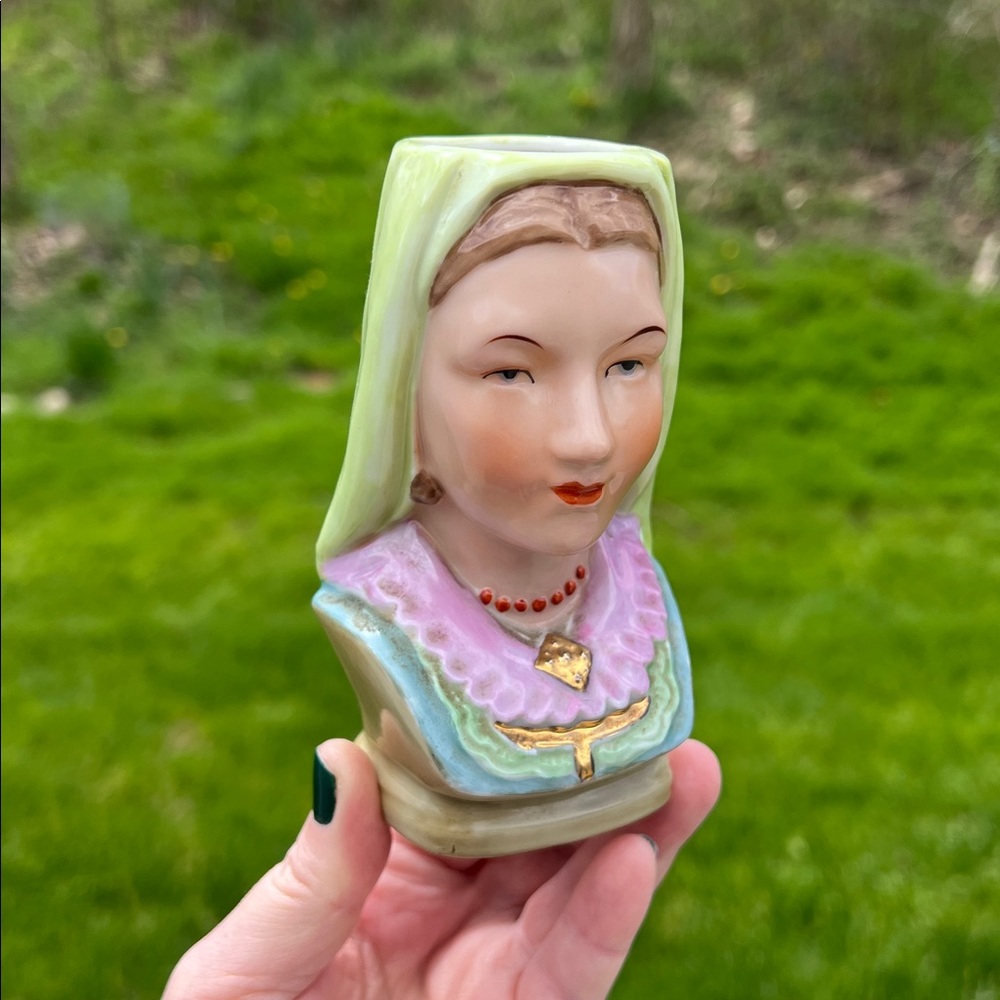 RARE Nippon Yoko Boeki Renaissance Medieval Style Porcelain Woman Bust Head Vase